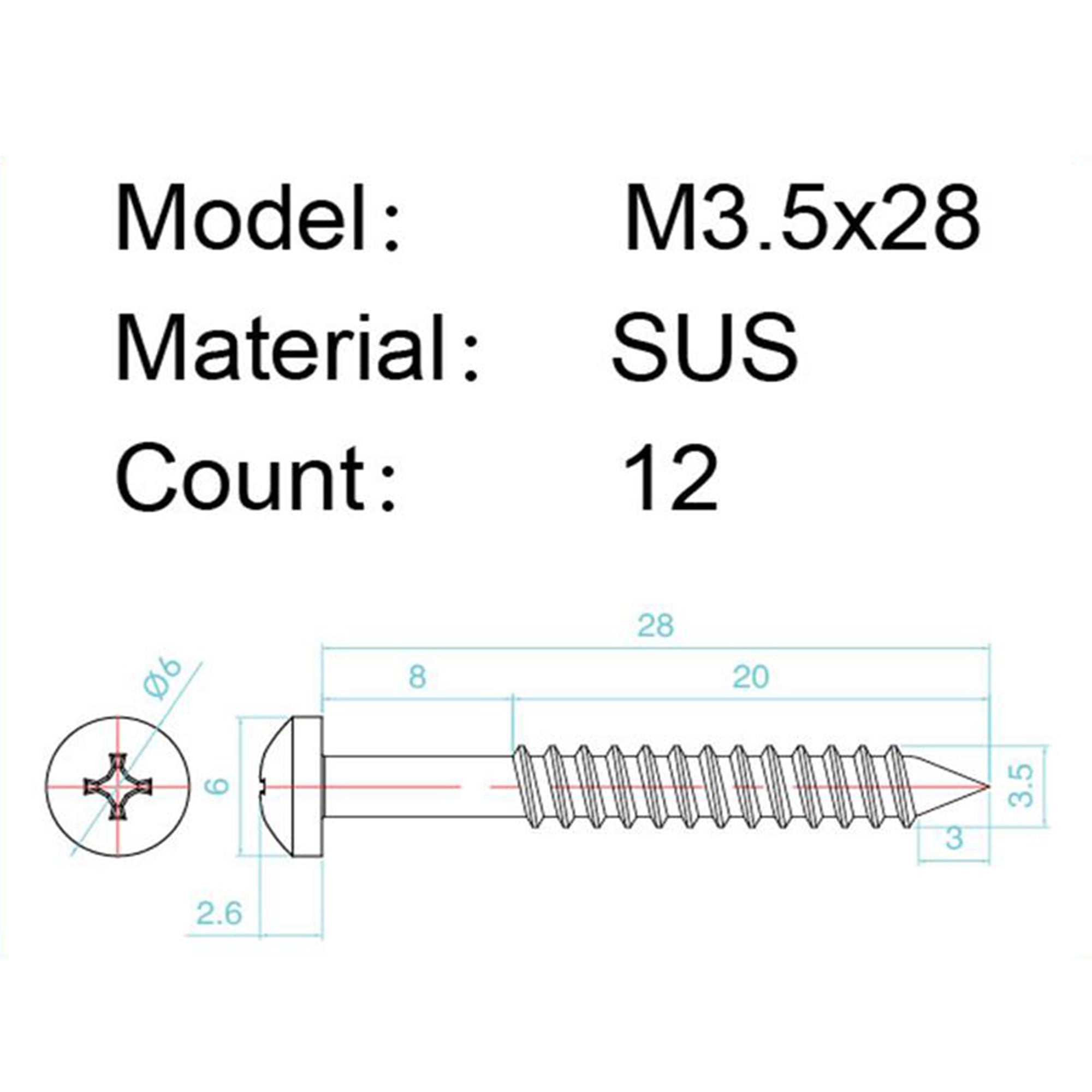 Stainless Steel Bridge Mounting Screws 12pcs for Guitar & Bass | Guyker
