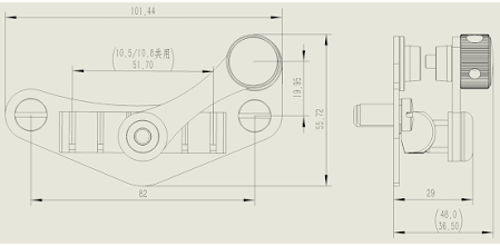 Technical drawing of Tremolo Tailpiece Guyker GM85X