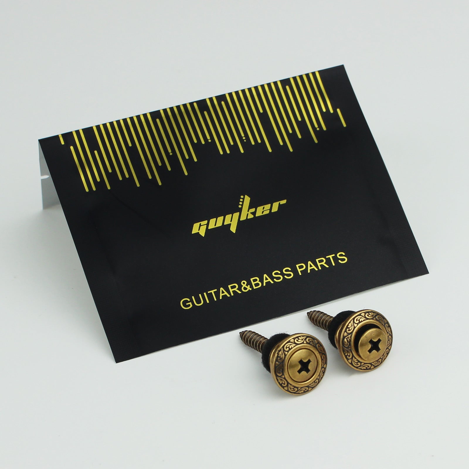 Vintage Guitar Strap Buttons – Engraved Metal Set of 2 | Guyker