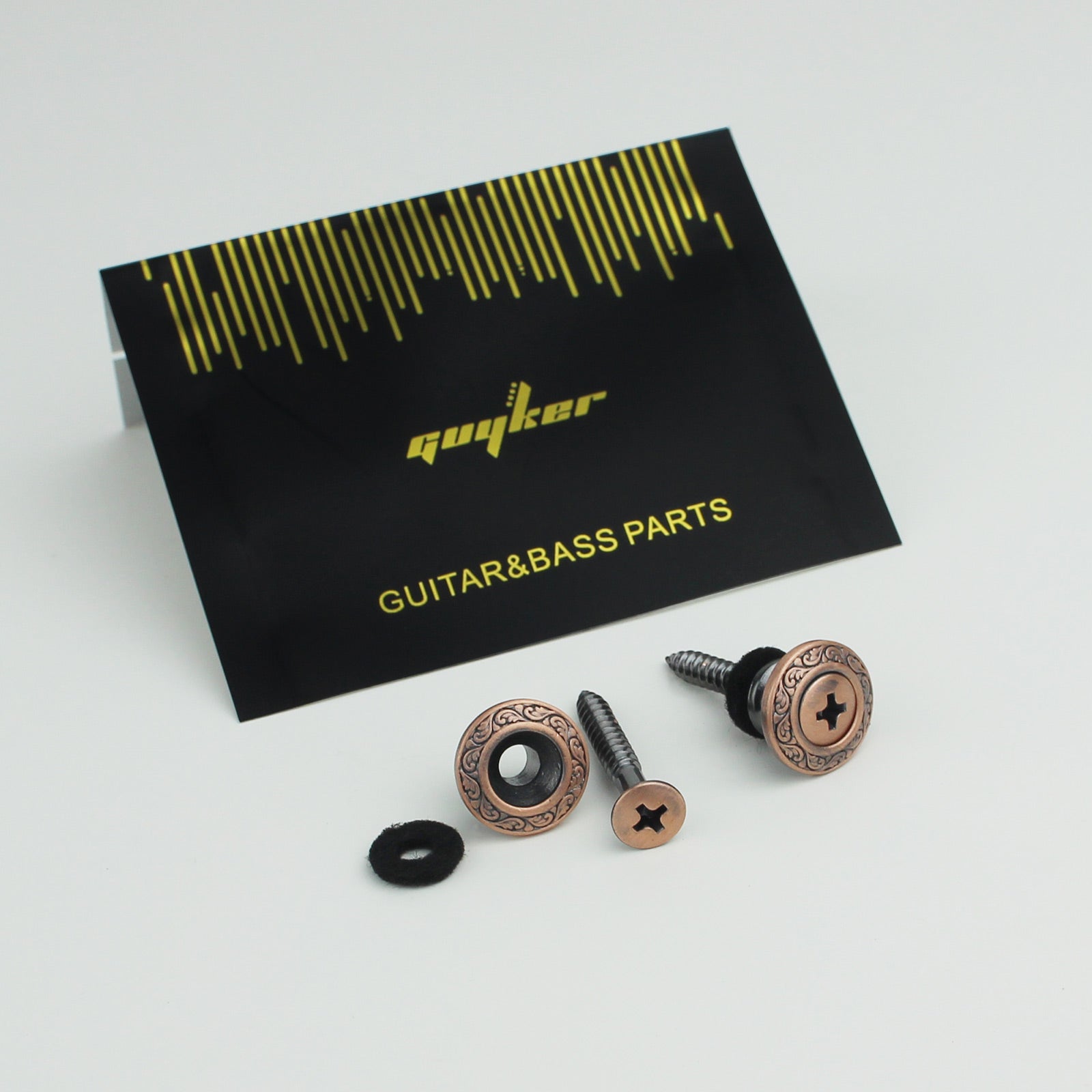 Vintage Guitar Strap Buttons – Engraved Metal Set of 2 | Guyker