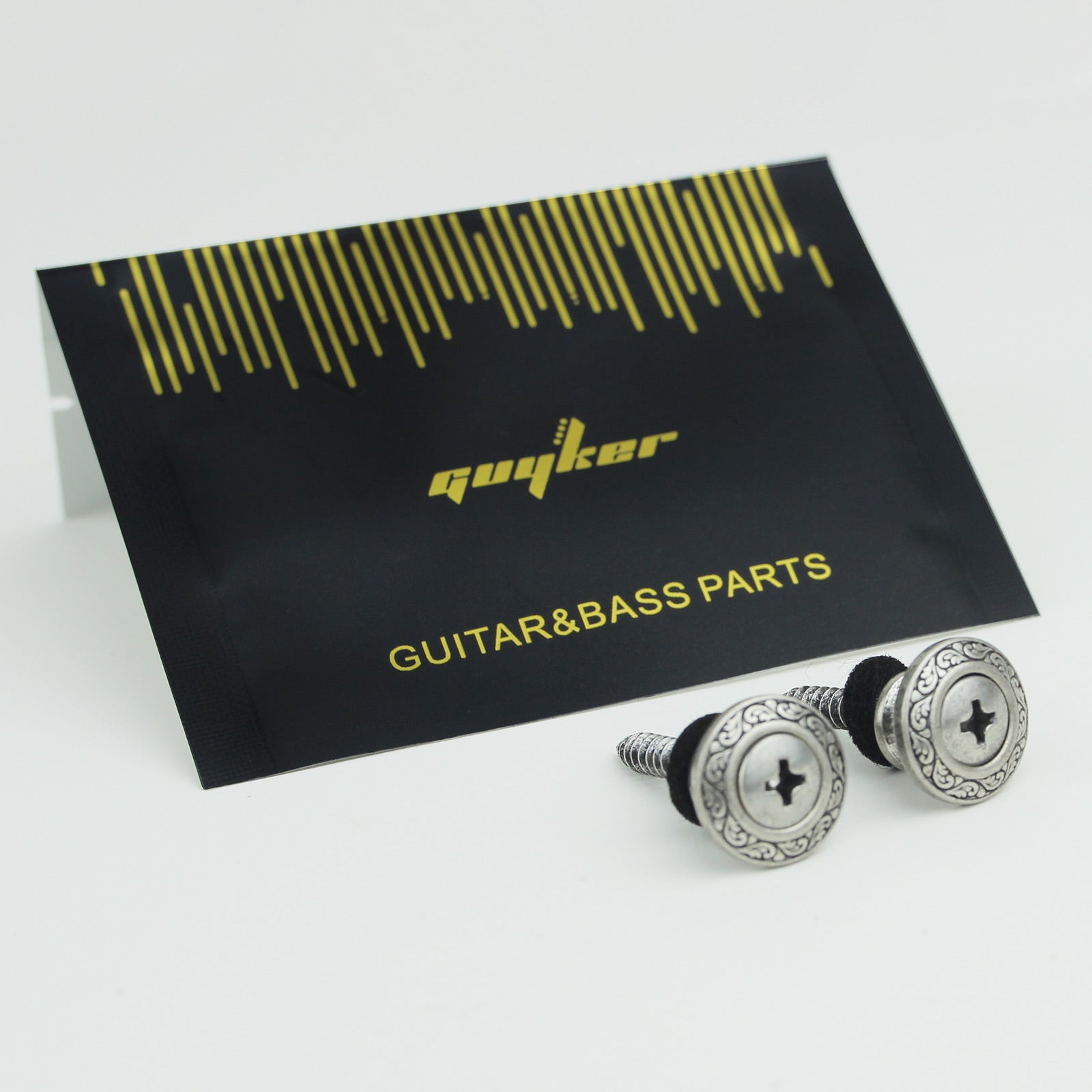 Vintage Guitar Strap Buttons – Engraved Metal Set of 2 | Guyker