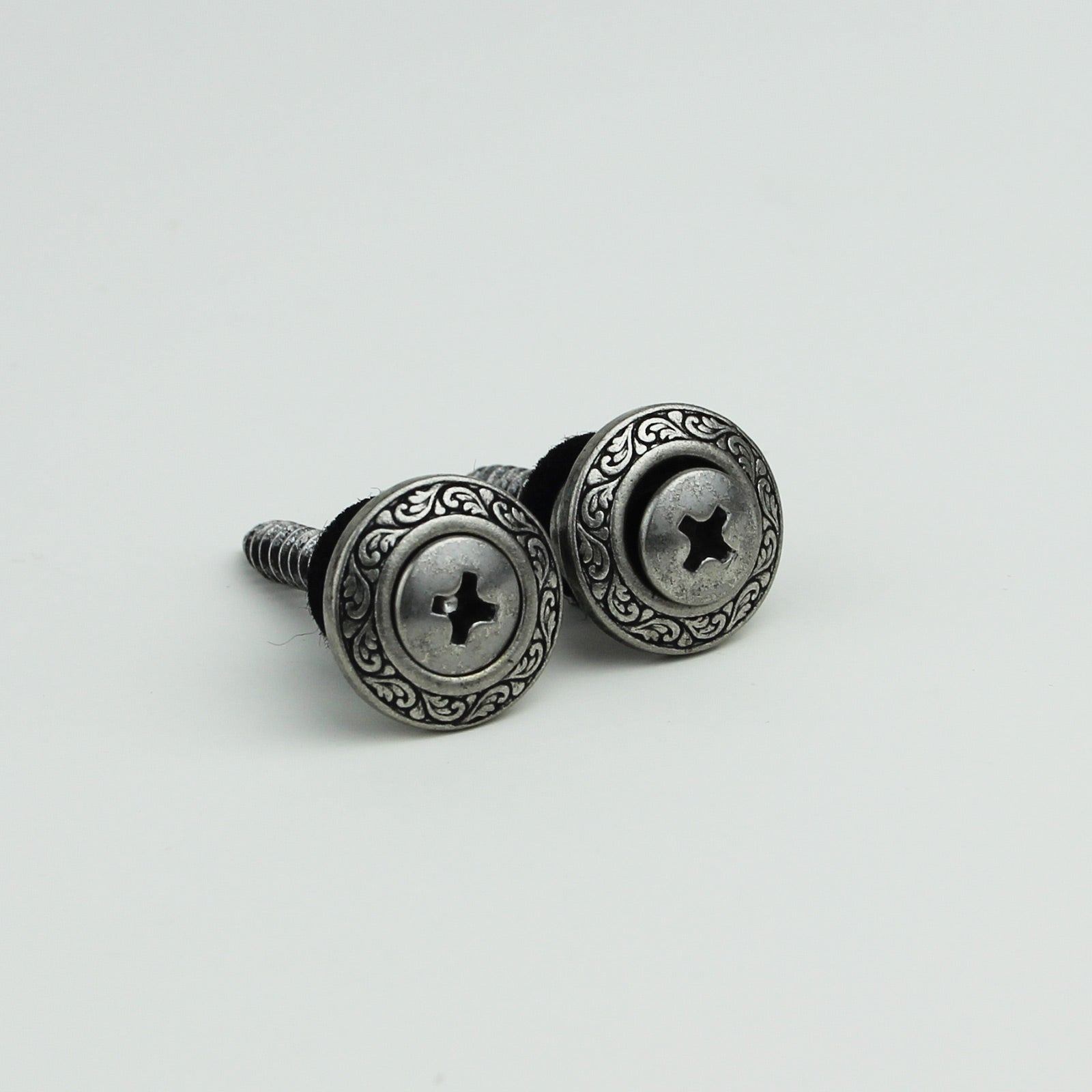 Vintage Guitar Strap Buttons – Engraved Metal Set of 2 | Guyker