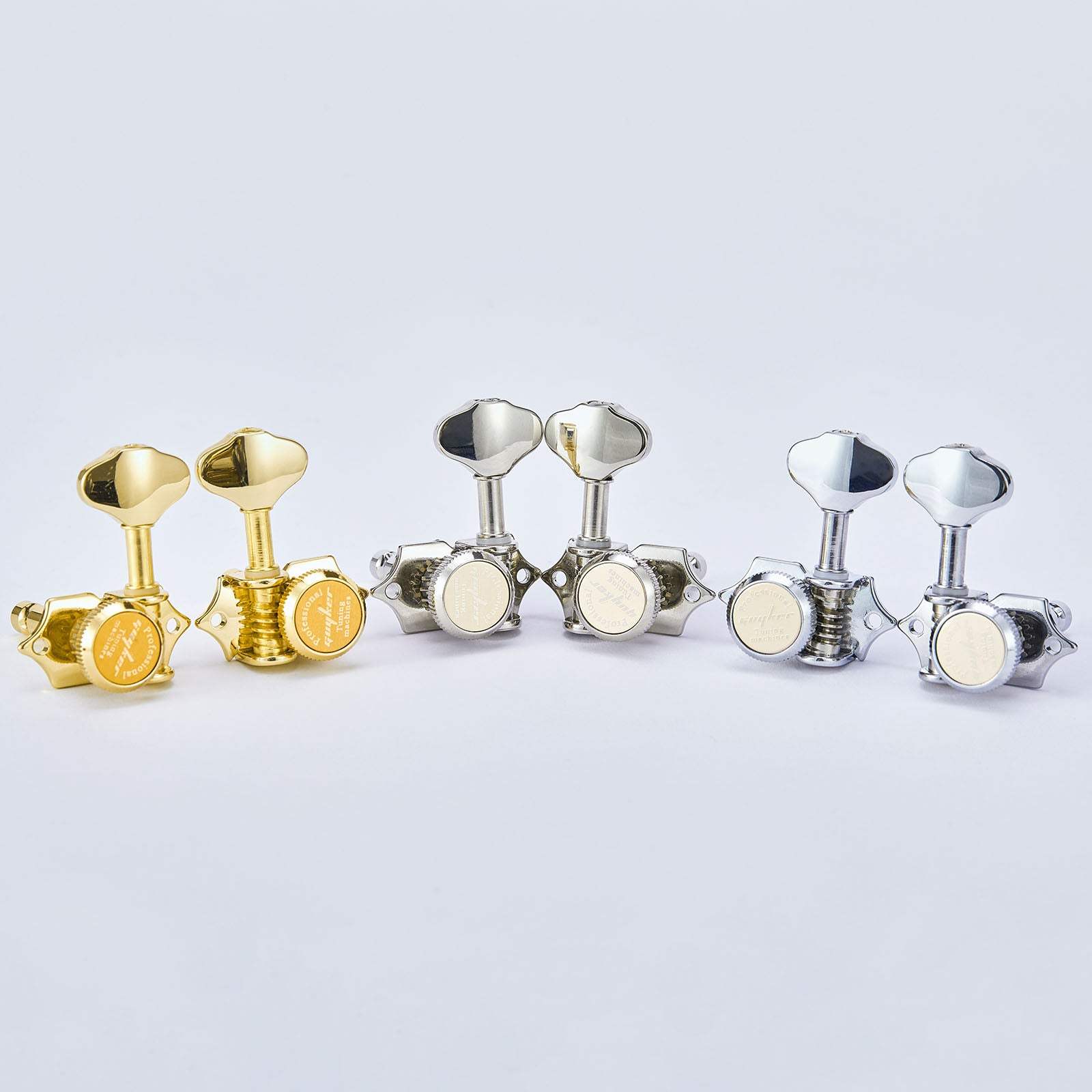 Vintage Open Gear Guitar Tuning Pegs 3R+3L Set 1:18 Ratio Guyker