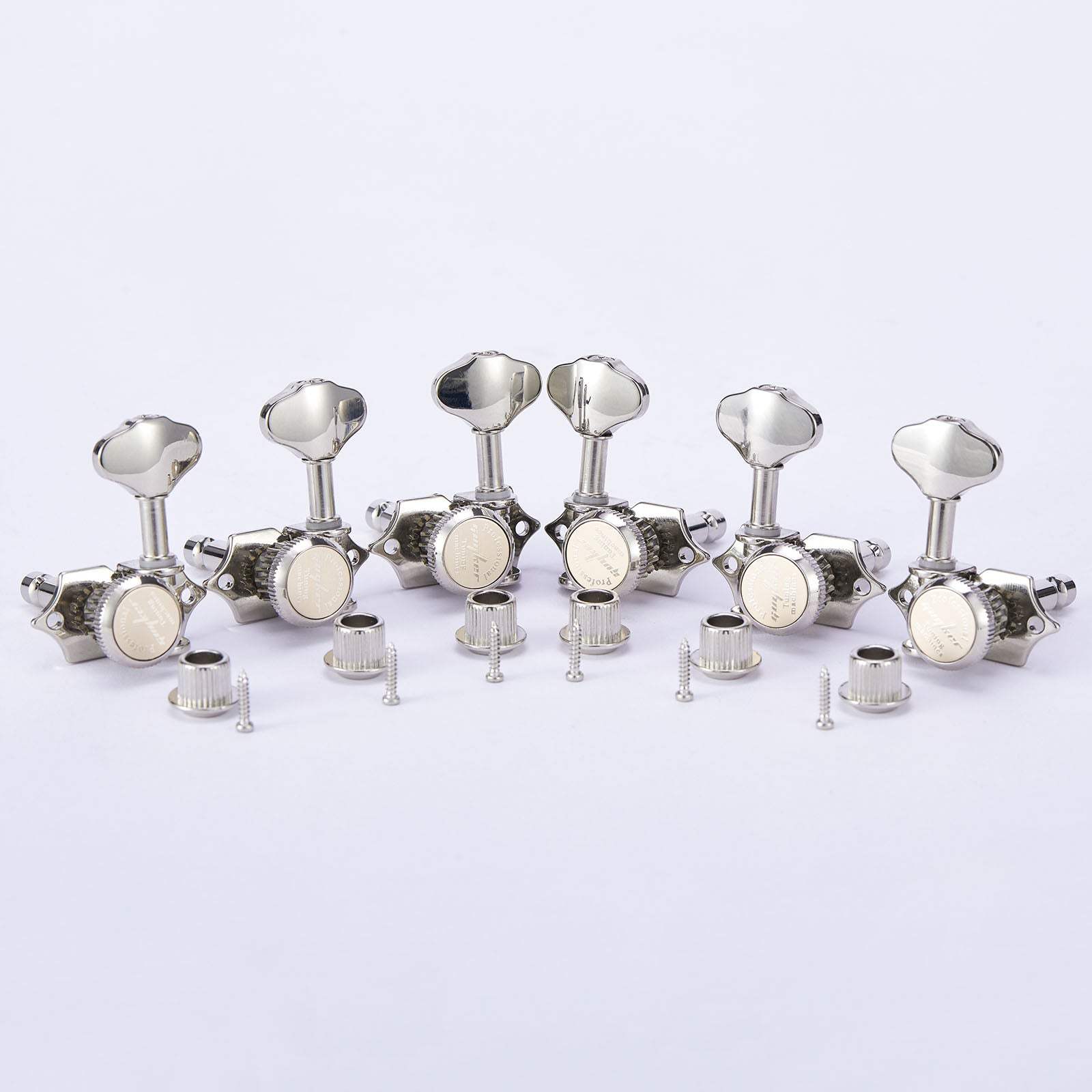 Vintage Open Gear Guitar Tuning Pegs 3R+3L Set 1:18 Ratio Guyker