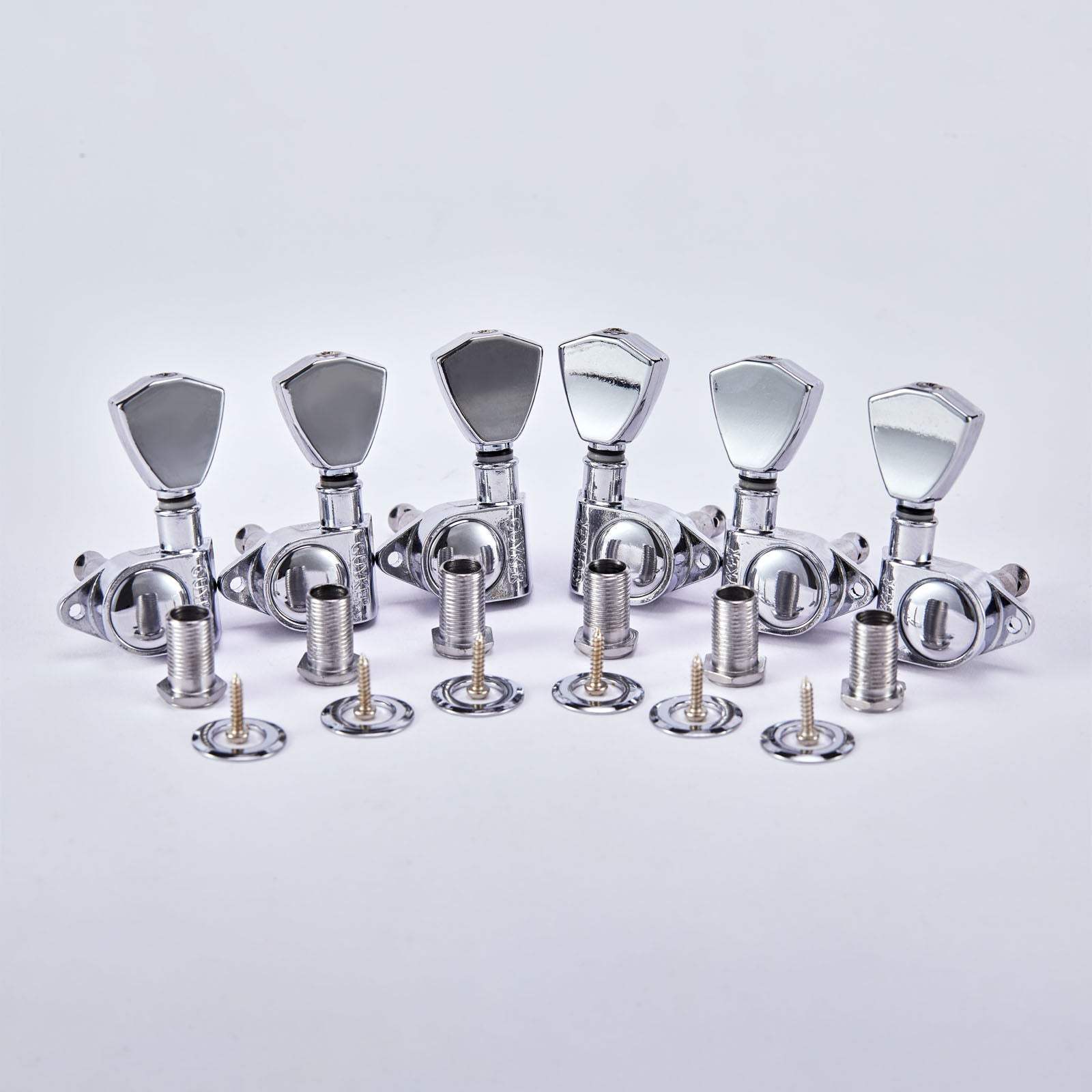 GK-104 Guitar Machine Heads (3L + 3R Handed) - 1:21 Sealed Tuning Key Pegs - Guyker