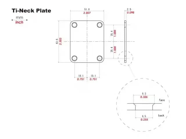 1 PCS Titanium Alloy Electric Guitar Electric Bass Neck Plate / Neck Joint Plate