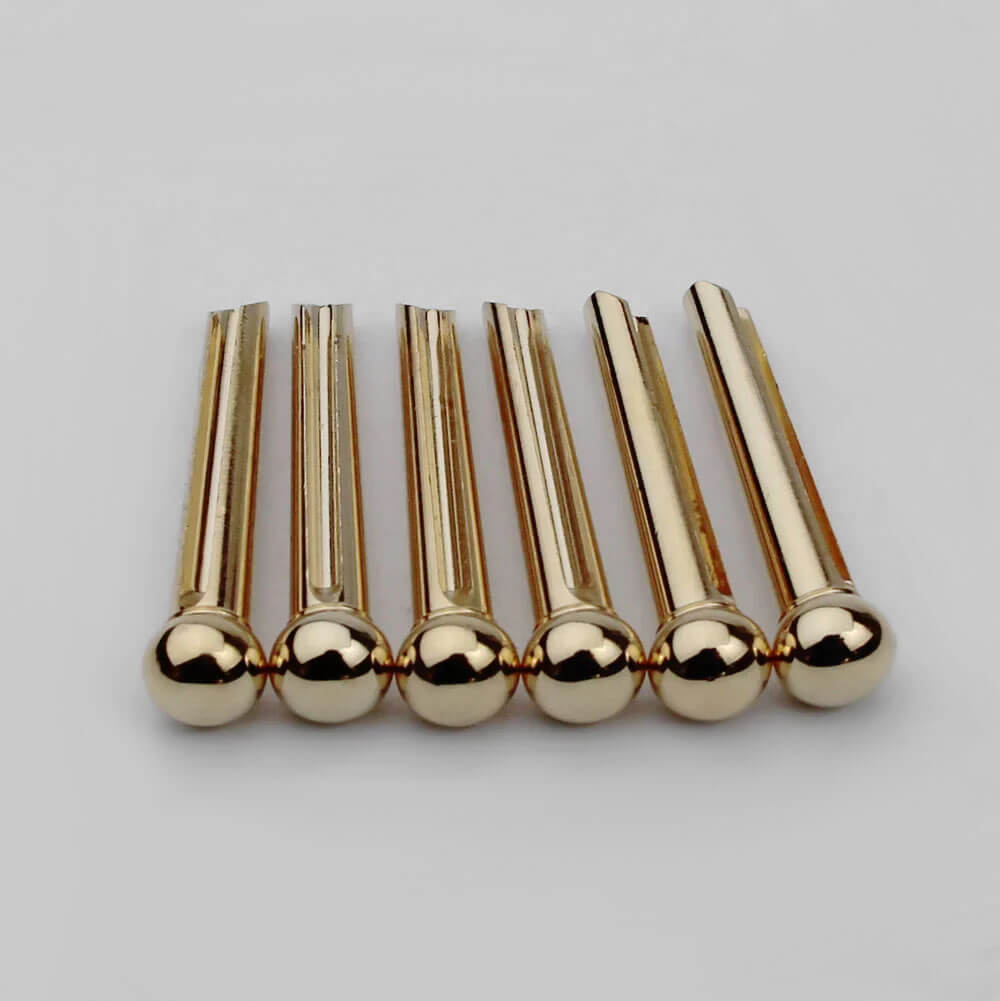 1 Set ( 6 Pcs ) GUYKER Brass Pins Folk Acoustic Guitar Bridge Pins High Craftsmanship