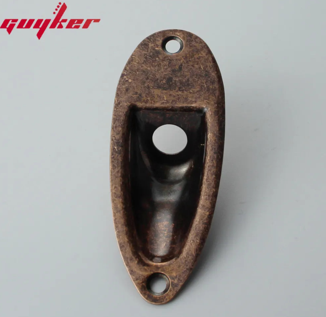 Guyker 1 Stück Ovaler Gebogener Metall Jackplatte Jackplate Chrom/ Rauchgrau für E-Gitarre Bass