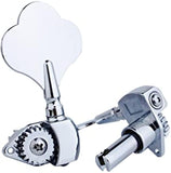 Guyker Open Frame Electric Bass Machine Head (2R + 2L) - 1:20 Ratio Gear Tuners Tuning Key Pegs - chrome