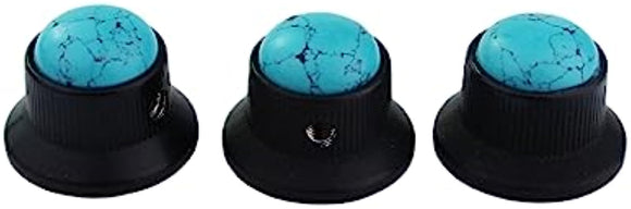 Guyker Top Hat Guitar Bass Potentiometer Control Knobs with 6mm Dia. Shaft Pots - 3PCS Zinc alloy Bell Speed Tone Volume Knob Replacement Part, (Blue Turquoise Top, black)