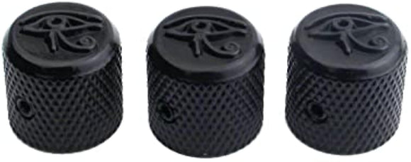 Guyker Guitar Bass Potentiometer Control Knobs with 6mm Dia. Shaft Pots - Eye of Horus Style Top Dome Speed Tone Volume Knob Replacement for Electric Guitar or Precision Bass - Black, 3 PACK