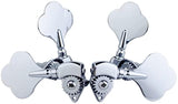 Guyker Open Frame Electric Bass Machine Head (2R + 2L) - 1:20 Ratio Gear Tuners Tuning Key Pegs - chrome