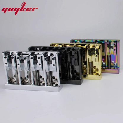 GK1015 4 String High Mass Vintage Machined Adjustable Bass Bridge Chrome/Black/Gold - Guyker