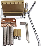 Guyker Non-locking 2 Point Guitar Tremolo Bridge with Tremolo System Saddle and Full Size Brass Block CNC Machine Replacement Part (Chrome, GG510)