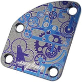 Guyker 1 PCS Titanium Alloy Mechanical Pattern Electric Guitar Bass Neck Plate/Neck Joint Plate, Curved Cutaway Semi Round Back Mounting Plate 4 Holes