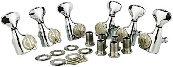 Guyker 6Pcs Guitar Machine Heads (3L + 3R) – Sealed Tuning Key Pegs Tuners Set Replacement for LP, SG, TL Style Electric or Acoustic Guitars – Chrome
