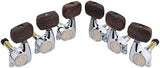 Guyker Guitar Front Locking Tuners (3L + 3R Handed) - 1:21 Gear Ratio Lock String Machine Heads Tuning Key Pegs with Wood Handle Replacement for LP SG Electric Guitars Chrome