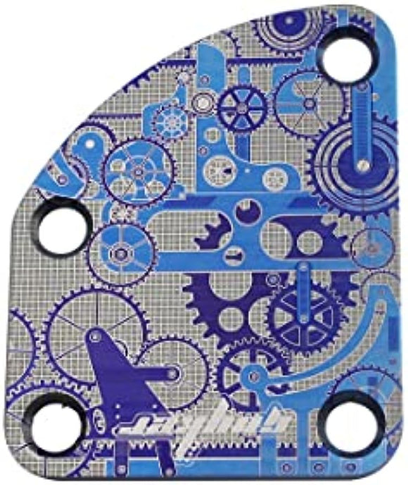 Guyker 1 PCS Titanium Alloy Mechanical Pattern Electric Guitar Bass Neck Plate/Neck Joint Plate, Curved Cutaway Semi Round Back Mounting Plate 4 Holes