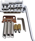 Guyker Non-locking 2 Point Guitar Tremolo Bridge with Tremolo System Saddle and Full Size Brass Block CNC Machine Replacement Part (Chrome, GG510)