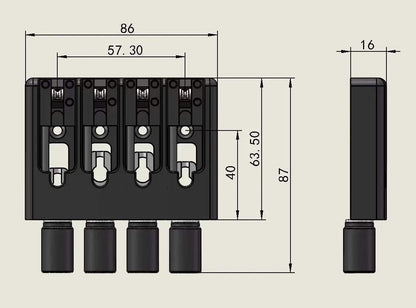 4 String Headless Bass Bridge – Slightly Adjustable Black | Guyker