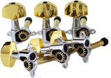 Guyker Gold PRS Guitar Accessories Set with Tuners (3R + 3L), 3 Brown Potentimeter Control Knobs and Tremolo Bridge Knife Edge Pop-In Vibrato Bar