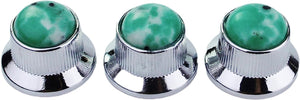Guyker Top Hat Guitar Bass Potentiometer Control Knobs with 6mm Dia. Shaft Pots - 3PCS Zinc alloy Bell Speed Tone Volume Knob Replacement Part, (Blue Turquoise Top, black)