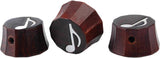 Guyker PRS Style Guitar Bass Ebony Potentiometer Control Knobs - 3PCS Speed Tone Volume Top Hat Knob Musical Note Pattern Surface Replacement for Electric Guitar or Precision Bass