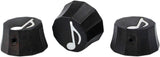 Guyker PRS Style Guitar Bass Ebony Potentiometer Control Knobs - 3PCS Speed Tone Volume Top Hat Knob Musical Note Pattern Surface Replacement for Electric Guitar or Precision Bass