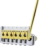 Guyker Gold PRS Guitar Accessories Set with Tuners (3R + 3L), 3 Brown Potentimeter Control Knobs and Tremolo Bridge Knife Edge Pop-In Vibrato Bar