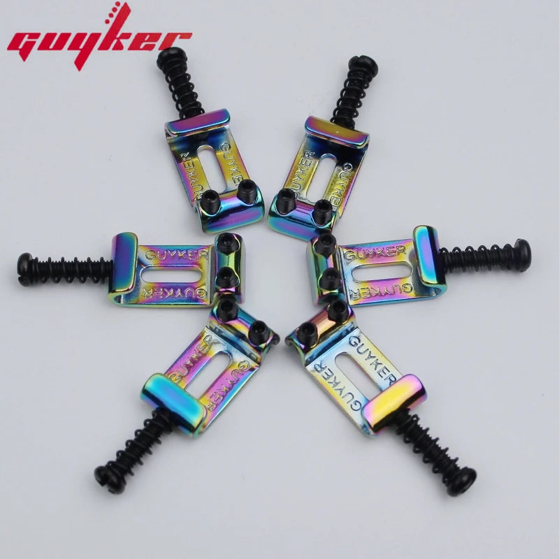 6Pcs Chameleon Tremolo Bridge Bent Stainless Steel Saddles System 10.8MM Replacement for ST TL Electric Guitar Rainbow