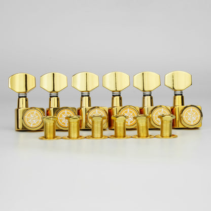 6R Inline Guitar Locking Tuners No Screw Design 1:18 Gear Guyker 