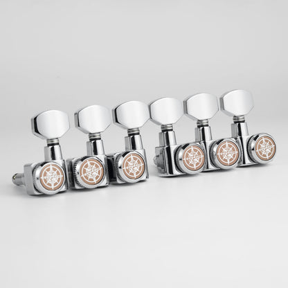 6R Inline Guitar Locking Tuners No Screw Design 1:18 Gear Guyker 