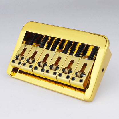 6 String Adjustable Guitar Bridge – 10.5mm Spacing, Copper Saddles & Zinc Block | Guyker