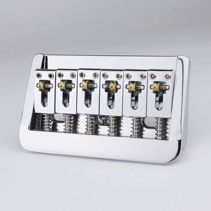 6 String Adjustable Guitar Bridge – 10.5mm Spacing, Copper Saddles & Zinc Block | Guyker