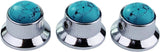 Guyker Top Hat Guitar Bass Potentiometer Control Knobs with 6mm Dia. Shaft Pots - 3PCS Zinc alloy Bell Speed Tone Volume Knob Replacement Part, (Blue Turquoise Top, black)