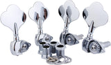 Guyker Open Frame Electric Bass Machine Head (2R + 2L) - 1:20 Ratio Gear Tuners Tuning Key Pegs - chrome