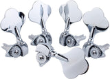 Guyker Open Frame Electric Bass Machine Head (2R + 2L) - 1:20 Ratio Gear Tuners Tuning Key Pegs - chrome
