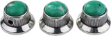 Guyker Top Hat Guitar Bass Potentiometer Control Knobs with 6mm Dia. Shaft Pots - 3PCS Zinc alloy Bell Speed Tone Volume Knob Replacement Part, (Blue Turquoise Top, black)