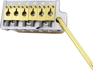 Guyker Gold PRS Guitar Accessories Set with Tuners (3R + 3L), 3 Brown Potentimeter Control Knobs and Tremolo Bridge Knife Edge Pop-In Vibrato Bar