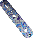 Guyker 1 PCS Titanium Alloy Mechanical Pattern Electric Guitar Bass Neck Plate/Neck Joint Plate, Curved Cutaway Semi Round Back Mounting Plate 4 Holes