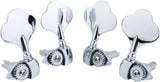 Guyker Open Frame Electric Bass Machine Head (2R + 2L) - 1:20 Ratio Gear Tuners Tuning Key Pegs - chrome