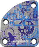 Guyker 1 PCS Titanium Alloy Mechanical Pattern Electric Guitar Bass Neck Plate/Neck Joint Plate, Curved Cutaway Semi Round Back Mounting Plate 4 Holes