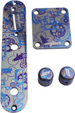 Guyker 1 PCS Titanium Alloy Mechanical Pattern Electric Guitar Bass Neck Plate/Neck Joint Plate, Curved Cutaway Semi Round Back Mounting Plate 4 Holes