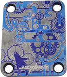 Guyker 1 PCS Titanium Alloy Mechanical Pattern Electric Guitar Bass Neck Plate/Neck Joint Plate, Curved Cutaway Semi Round Back Mounting Plate 4 Holes