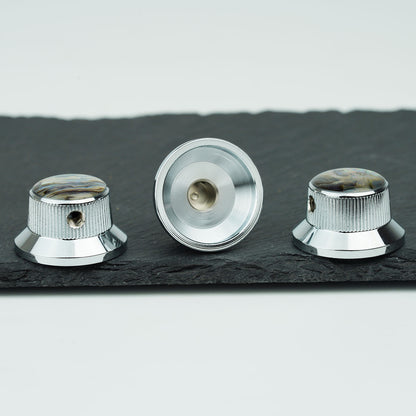 Abalone Shell Metal Control Knobs Dia. 6.3mm for Electric Guitar & Bass | Guyker