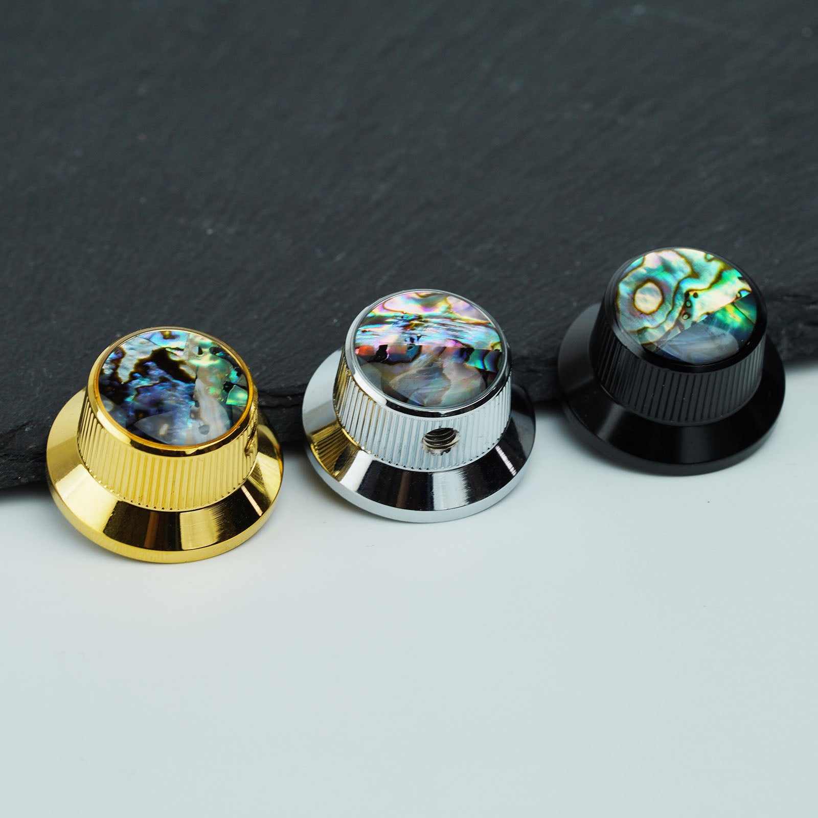 Abalone Shell Metal Control Knobs Dia. 6.3mm for Electric Guitar & Bass | Guyker