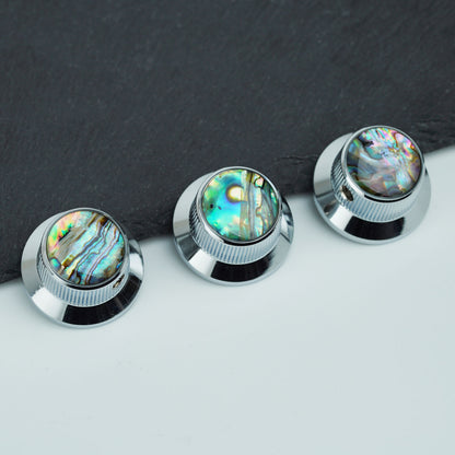 Abalone Shell Metal Control Knobs Dia. 6.3mm for Electric Guitar & Bass | Guyker