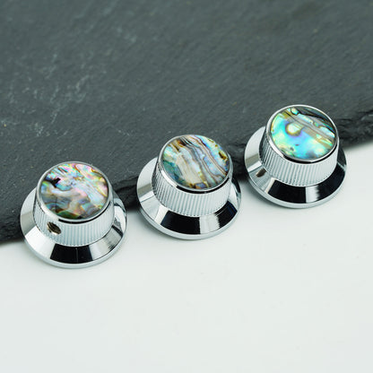 Abalone Shell Metal Control Knobs Dia. 6.3mm for Electric Guitar & Bass | Guyker