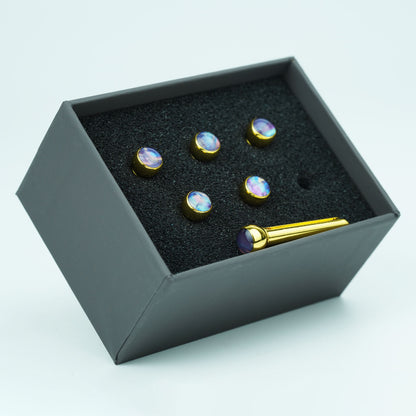 Acoustic Guitar Bridge Pins – Blue-Violet Galaxy Inlays | Guyker