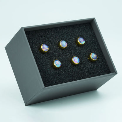 Acoustic Guitar Bridge Pins – Blue-Violet Galaxy Inlays | Guyker